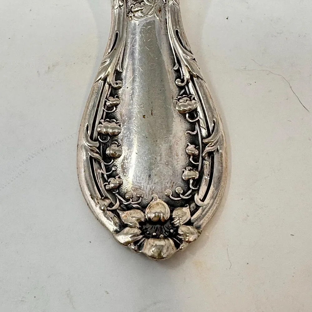 Antique 1909 Rogers & Bro Florette Silverplate Gravy Sauce Ladle Serving Spoon